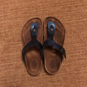 Navy Metallic Birkenstocks